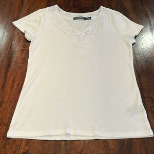 Ralph Lauren white shirt sleeve shirt; size L